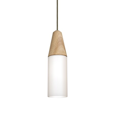 Besa Lighting Nini Cord Pendant, Natural/Opal, Bronze Finish, 1x9W LED 1JT-NININA-LED-BR